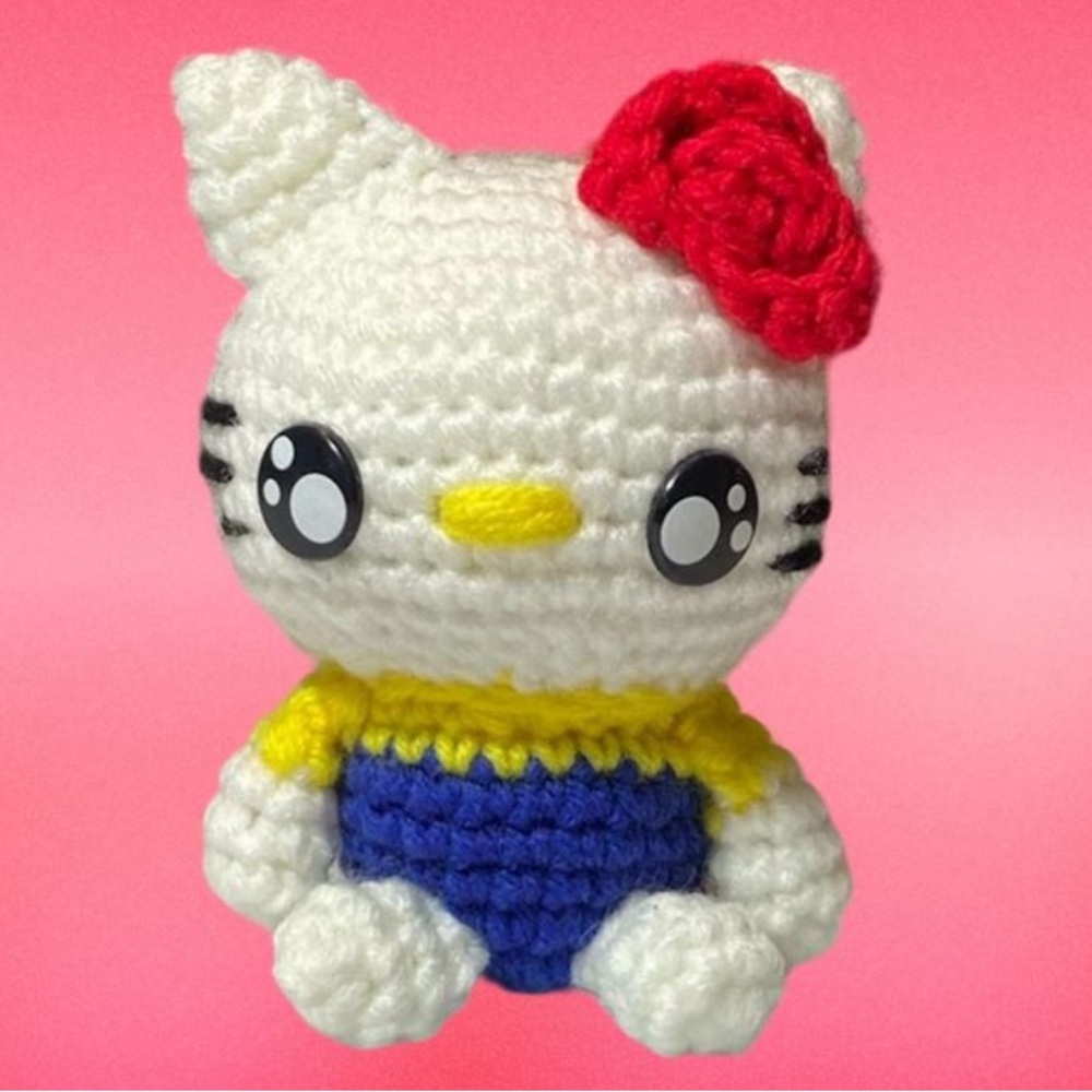 Hello Kitty inspired crochet plush handmade